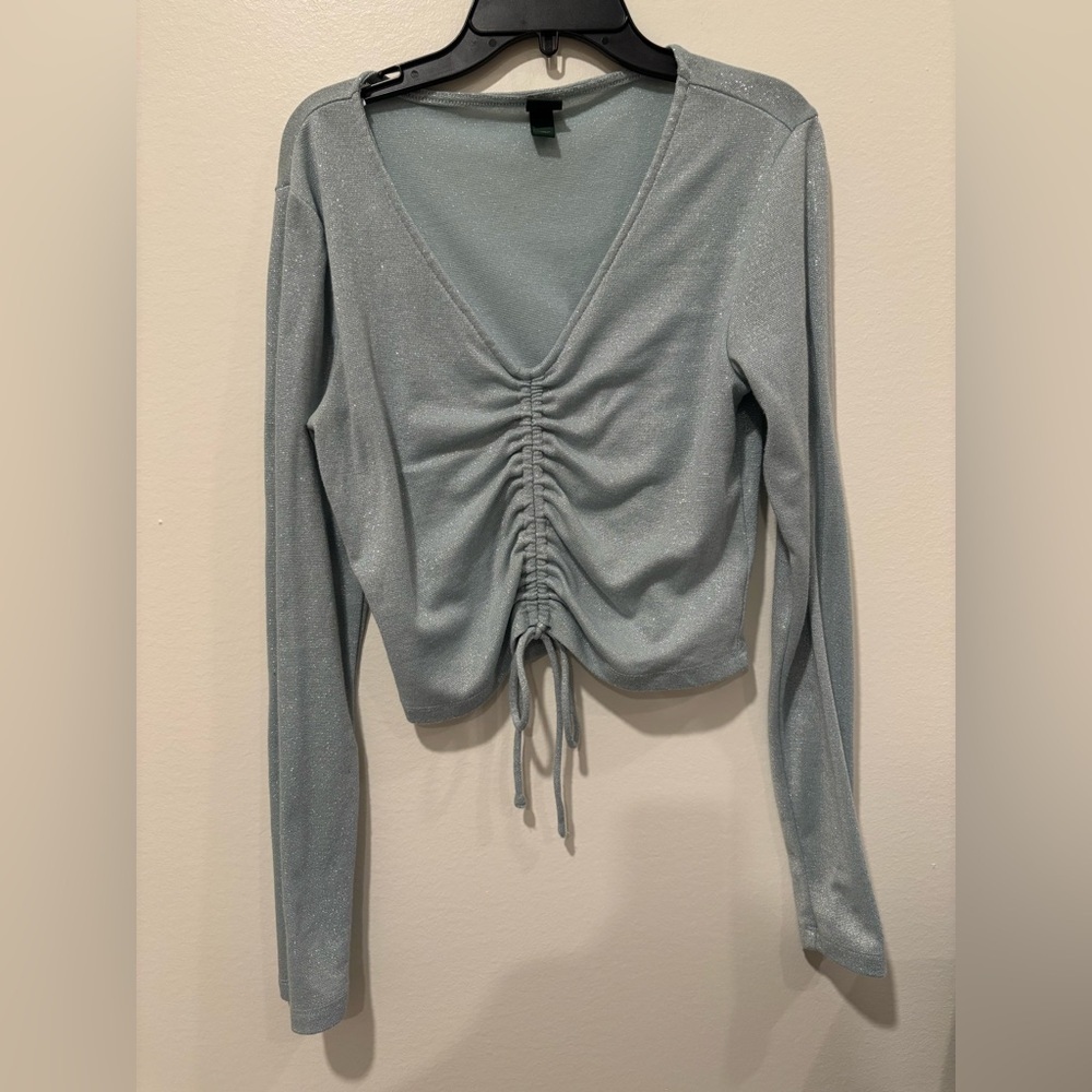 Wild Fable Shimmering Ruched Long Sleeve Top size Medium